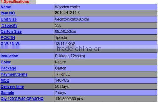 corona wooden ice cooler box