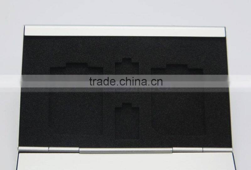 Leather Aluminum EVA Memory card Carrying Case for 4x SD Card and 4x TF Card