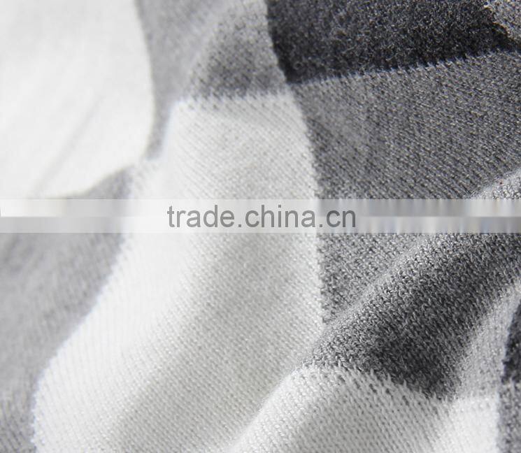 Argyle knitting wear men simple long sleeve V-neck sweater pullover