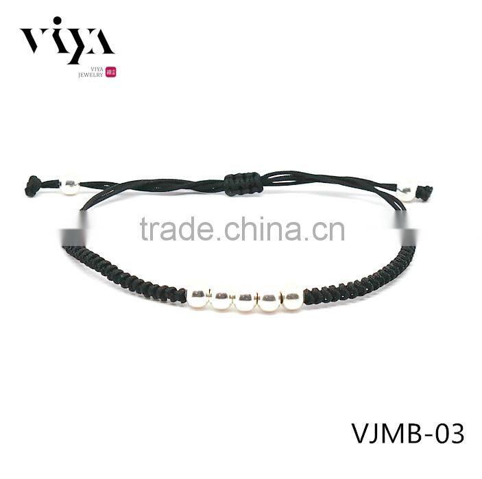 18kt Rose Gold Plated Beads Macrame Bracelet with red nylon rope