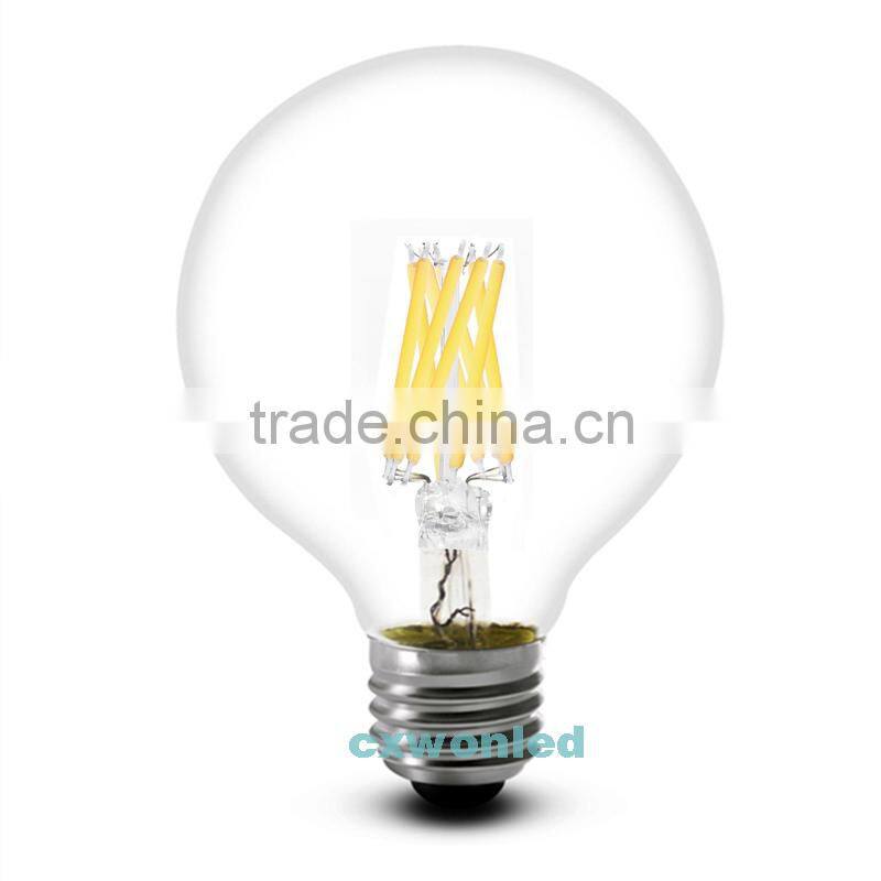 High brightness 50000hrs lifetime led filament bulb light ce rohs ul e27 e14 b22 6w led filament bulb for indoor decoration