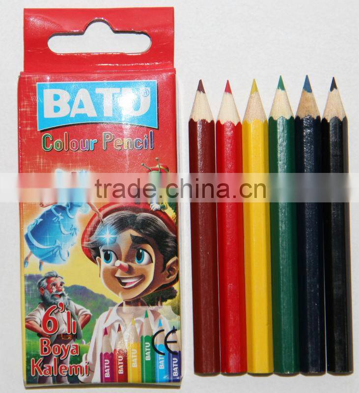 6 Mini Color Pencil Set, Half Size Color Pencil