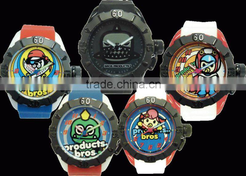 2016 Hot Sell Products Bros Baby Rinne Waterproof PVC Band Rubber Wrist Women White Orange Watch