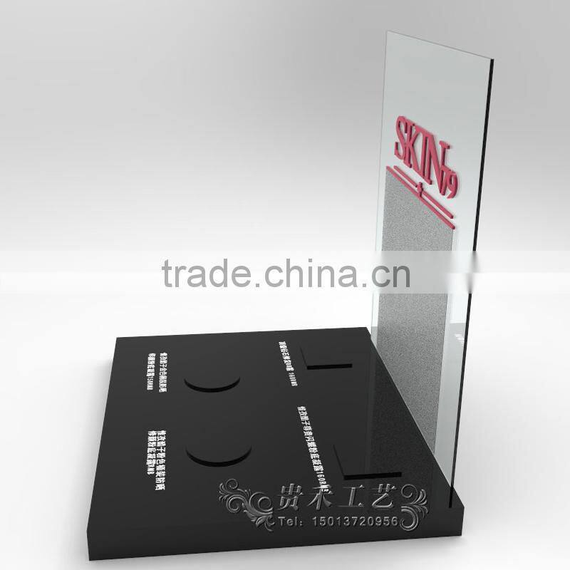 GH-U026 new design white and black acrylic cosmetic display stand with customized logo and holes