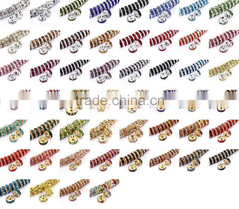 Silver Plated Olivine Color #228 Rhinestone Jewelry Rondelle Spacer Beads Variation Color and Size 4mm/6mm/8mm/10mm