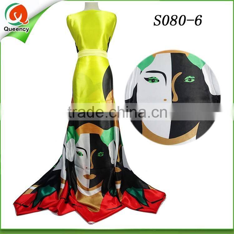 Culture Print collection fashion satin silk fabric/100% raw silk fabric for maxi dress