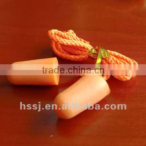 hot selling noise cancelling foam ear plugs with cord sleeping bullet shaped safety ear plugs (SNR:36db) foam ear plugs for sale