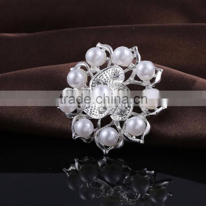 Round Pearls Rhinestone Buckle Pins,Wedding Bridal Brooch For Dress