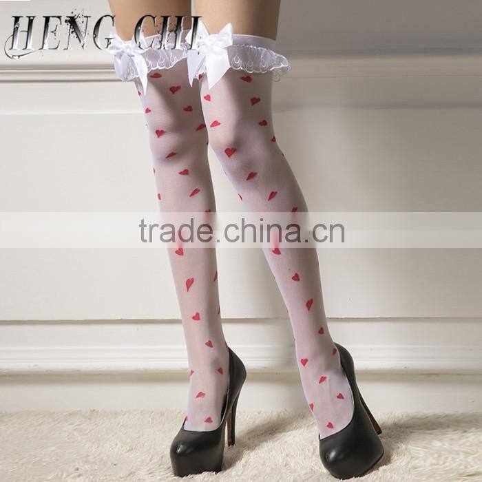 bowknot women sexy cute knee length high socks