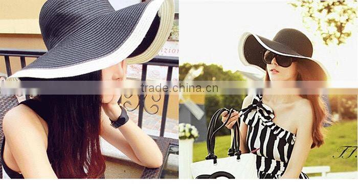 Straw panama fashion wide brim hat fashion floppy ladies dress hats wholesale