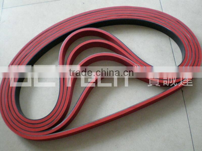 Rubber flat belt coat with vulcanized rubber