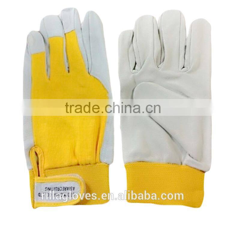 Drivers Pigskin First Layer Of Yellow Knit Work Gloves