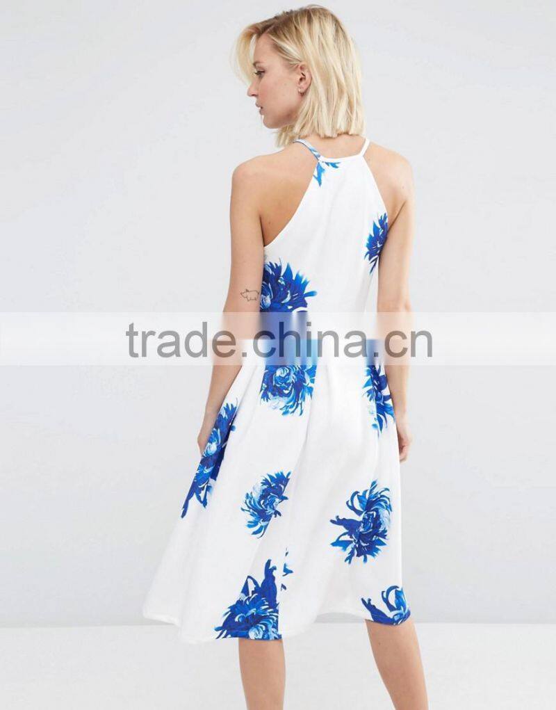 OEM Manufacturer Summer Elegant Full Midi Dress In Bright Floral Print