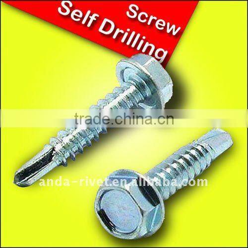 Hex flange head self drilling screw with EPDM washer