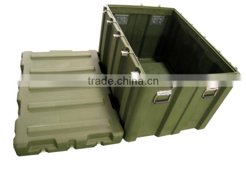 467L big rotomoulded plastic military carrying case, with stainless steel handles