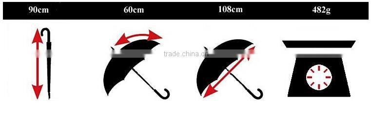 China Manufacturer 23 inch Orange Straight Printed Umbrella with Wooden Handle