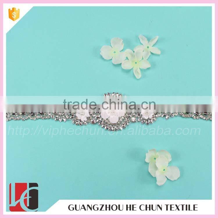 HC-4530 Hechun Hand Made Sew White Flower Wedding Dress Crystal Sash