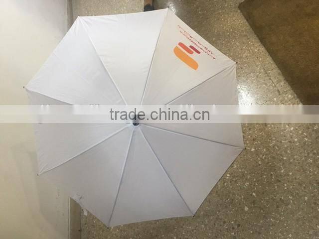 white umbrella 23 INCH 8 RIB auto open promotion white umbrella Quality Wooden white color Umbrella with Wood Shaft Wood Handle