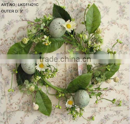 2014 New 9" Artificial Polyster Rose with Eggs Easter Wreath
