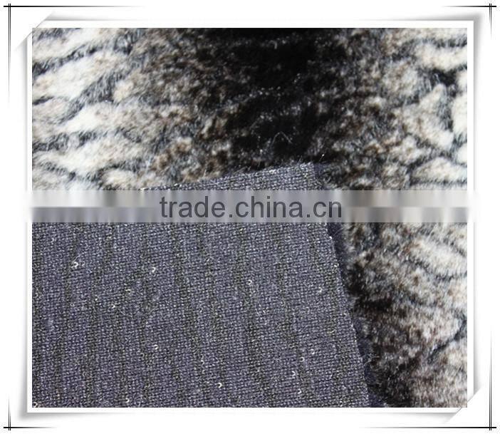 jacquard waved printed artificial fur fabric for garments