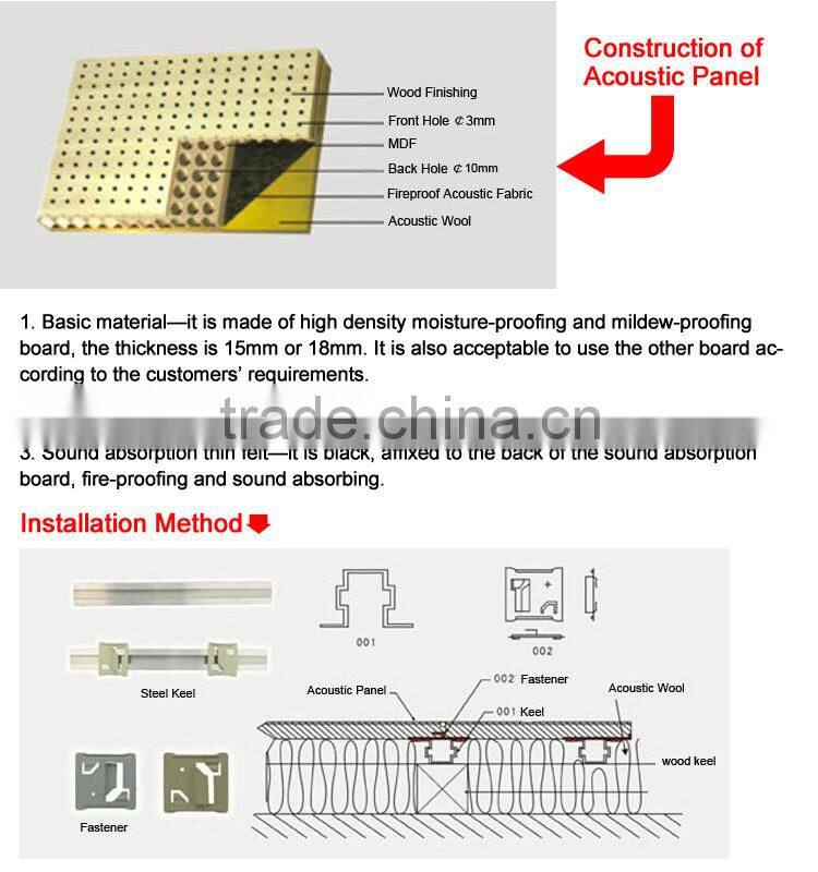high quality sound absorbing board/perforated panel/acoustic mdf for decoration