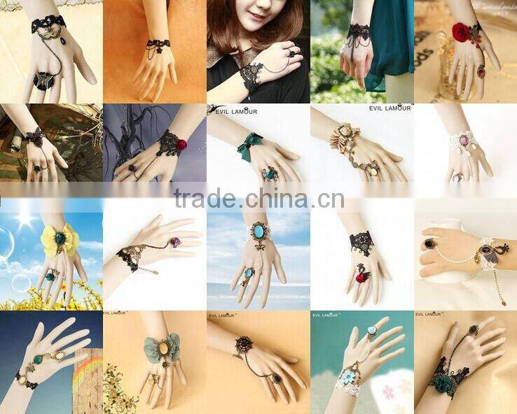 Lace female jewelry chain bracelet with ring