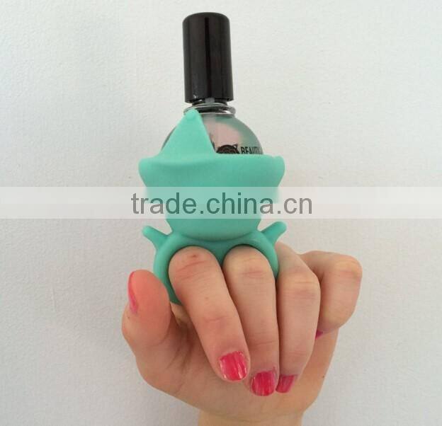 Wholesale Fashion Shape customized logo diamond silicone finger wearable nail polish bottle holder