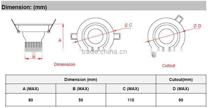 Super Bright 3W SMD2835 LED Downlight with External Power Supply