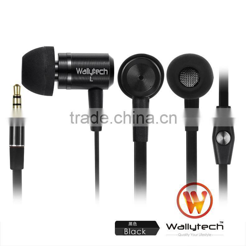 WHF-110 Flat Cable In-Ear Metal Earphones with Microphone and ON/OFF Remote for gift