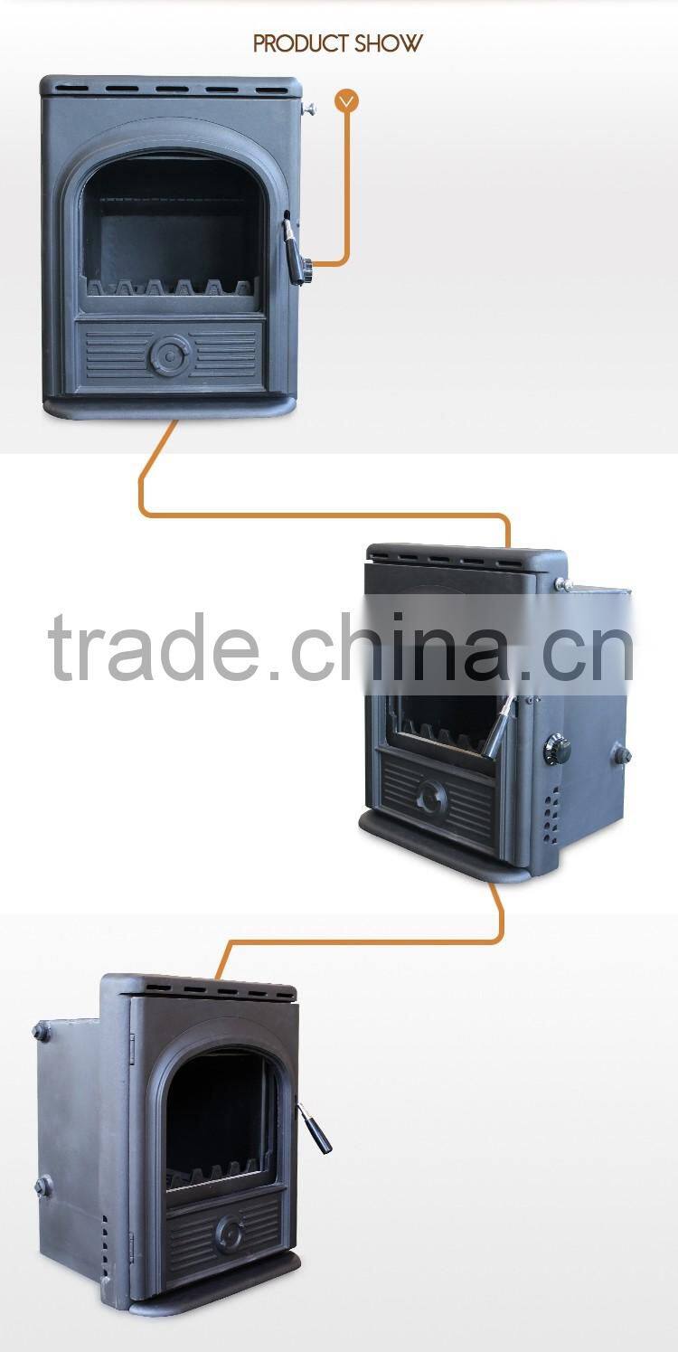 Wood pellets fireplace with stainless steel artificial fireplace mantel