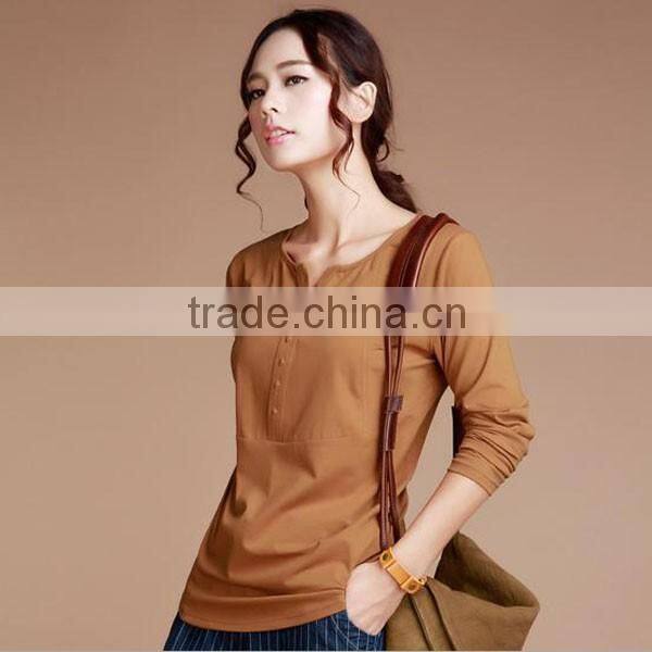 wholesale comfortable long sleeve o-neck women t shirt