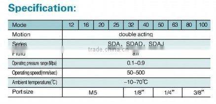 SDA Series pneumatic standard pneumatic piston cylinder