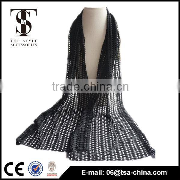 Hot selling black hollow out 31*159 cm scarf