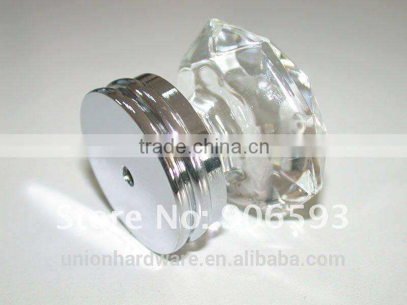 Modern european crown shape crystal cabinet door knob 35mm on brass base