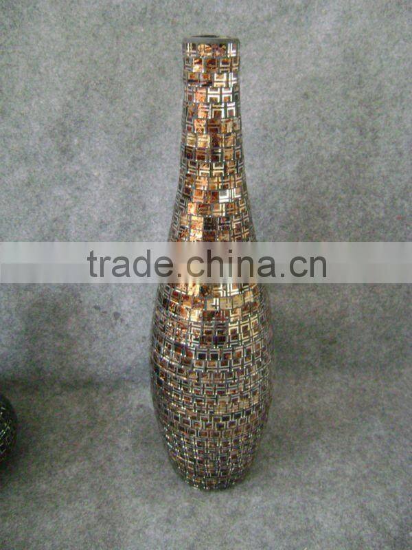 home deco crackle mosaic glass vase, crackle candle holder