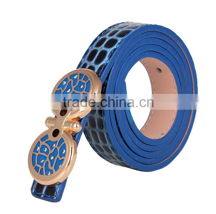 Womens Flower Alloy Buckle Leather Waist Belt