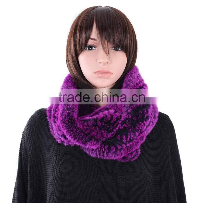 Rex rabbit knitted fur scarf winter fur scarf hand knit fur scarf KZ160045