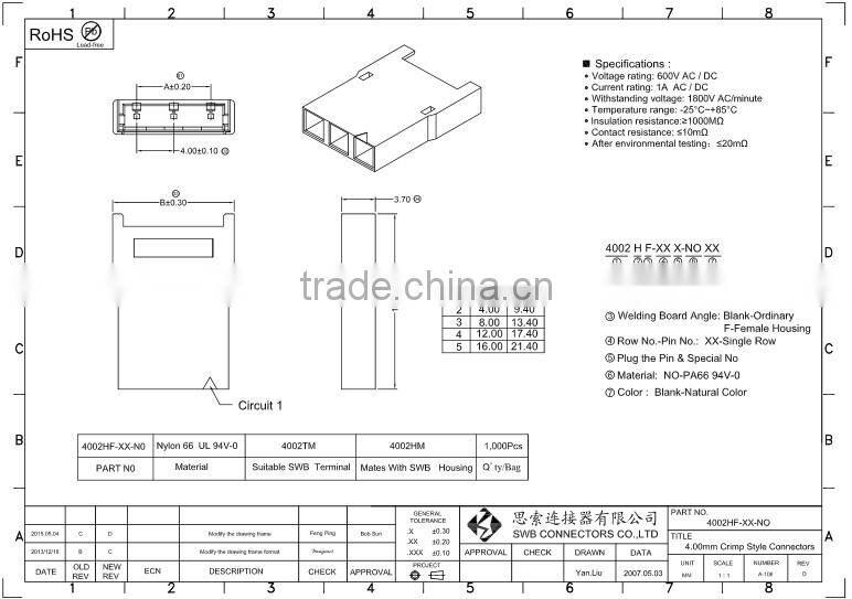 3.0mm/3.7mm/4.0mm 2PIN LED connectors for light bar