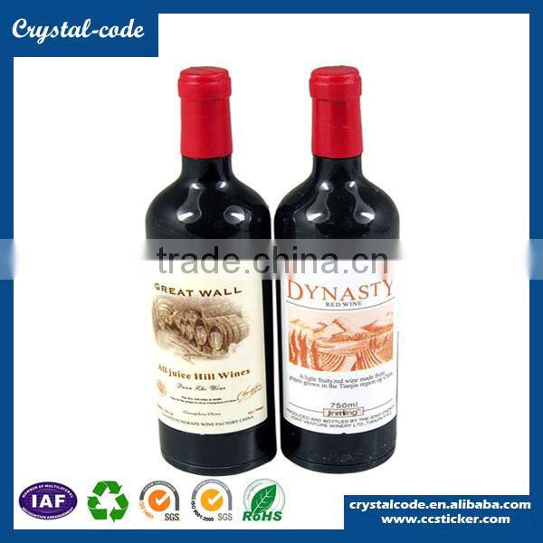 Good quality wine bottle plastic laminated perfume waterproof removable adhesive wine sticker