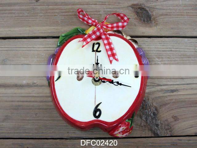 Cute ceramic emboss clock decorative hang wall clock