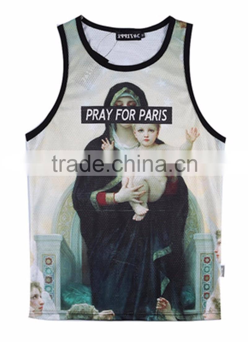 Wholesale 100% cotton custom printed mens vest