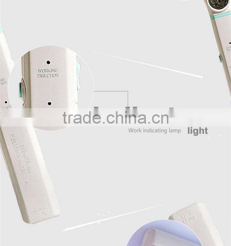 QX903-1 rechargeable mosquito racket fly swatter with round or flat plug lithium battery operated