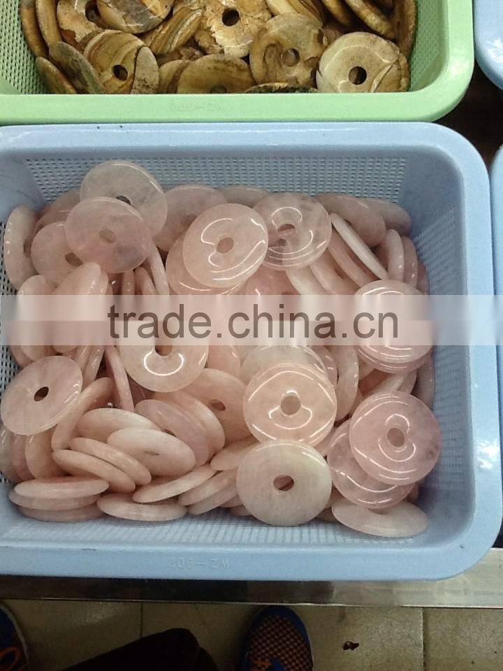 40mm round natural necklace jewelry pendant black agate donut pendant