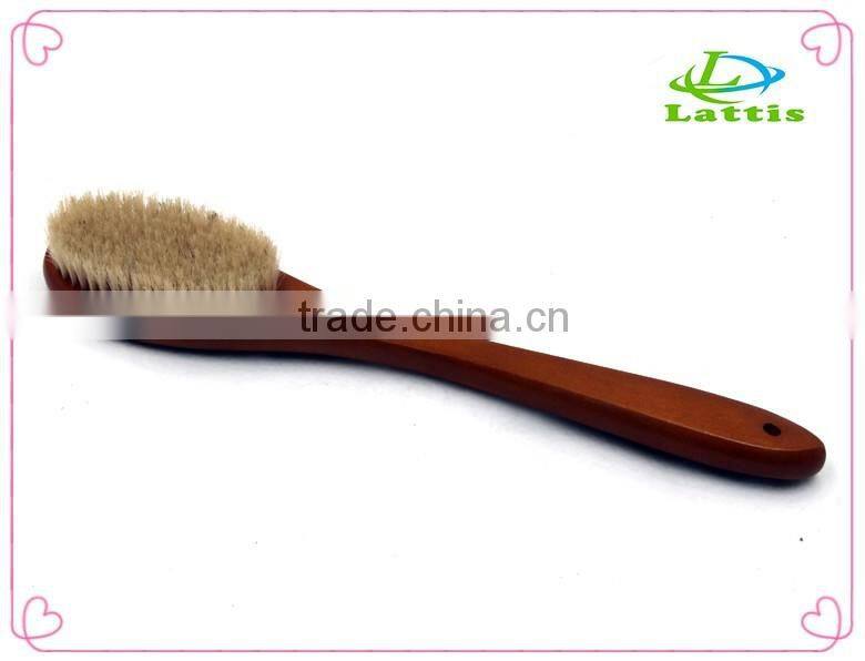 Double side wooden bath body brush with natural loofah and bristle