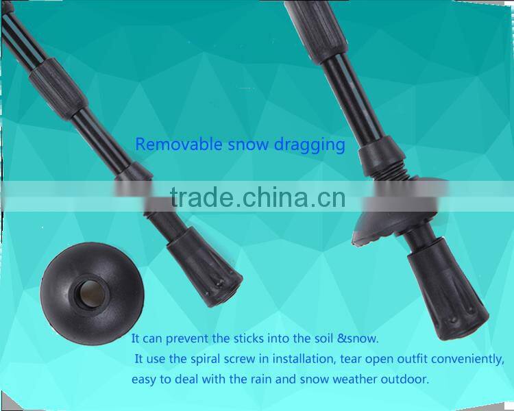 aluminum 3 sections telescopic adjustable hiking trekking pole nordic walking stick
