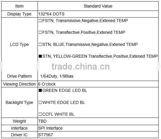 132x64 dots lcd moddule graphic lcd display module