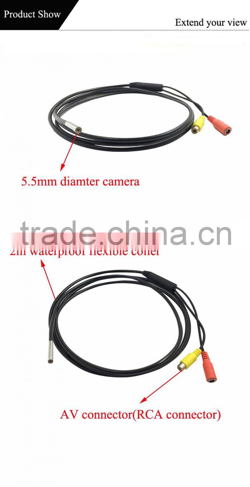 waterproof 2 meter flexible tube video camera for automobile a/c cleaning