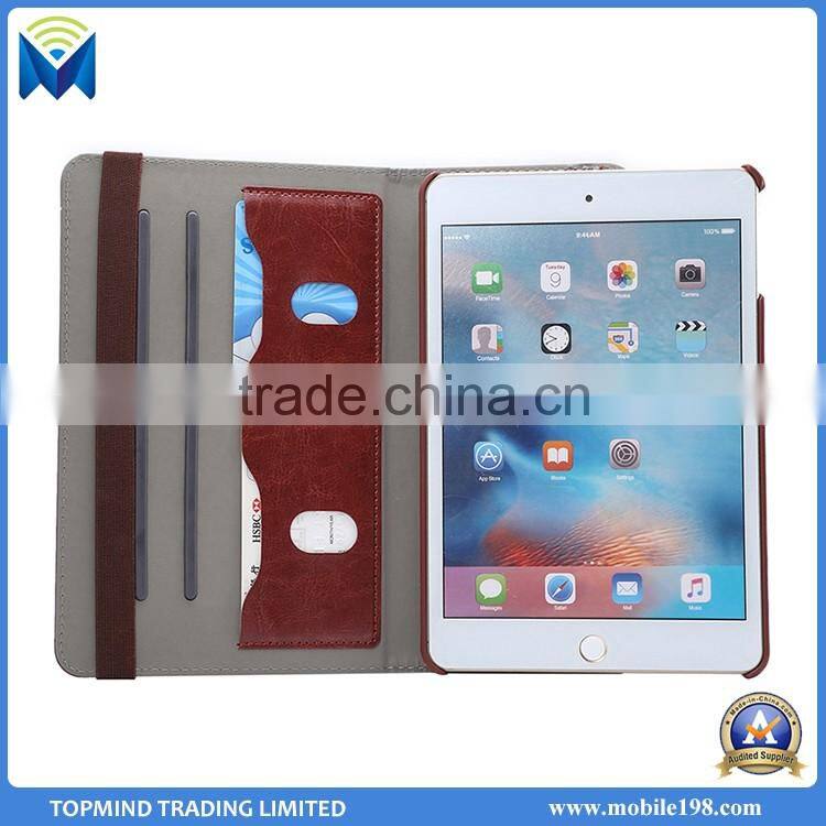 360 degree rotating lichee pattern ultra thin flip pu leather cases smart cover for ipad mini 4