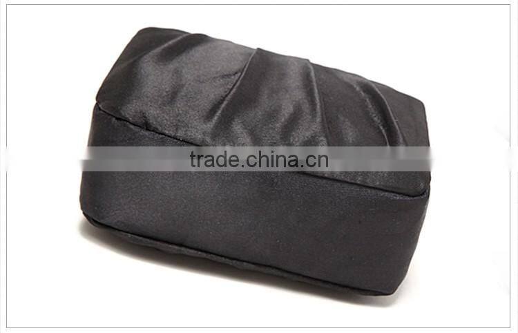 fashion black satin portable travel pouch toilet bag functional cosmetic bag