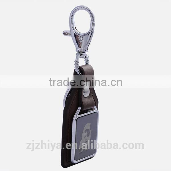 Promotion religious custom made genuine handmade leather keychain